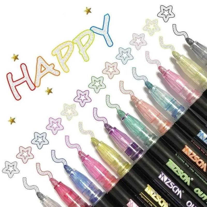Metallic Marker Set Shimmering Fine Tip Non-Toxic
