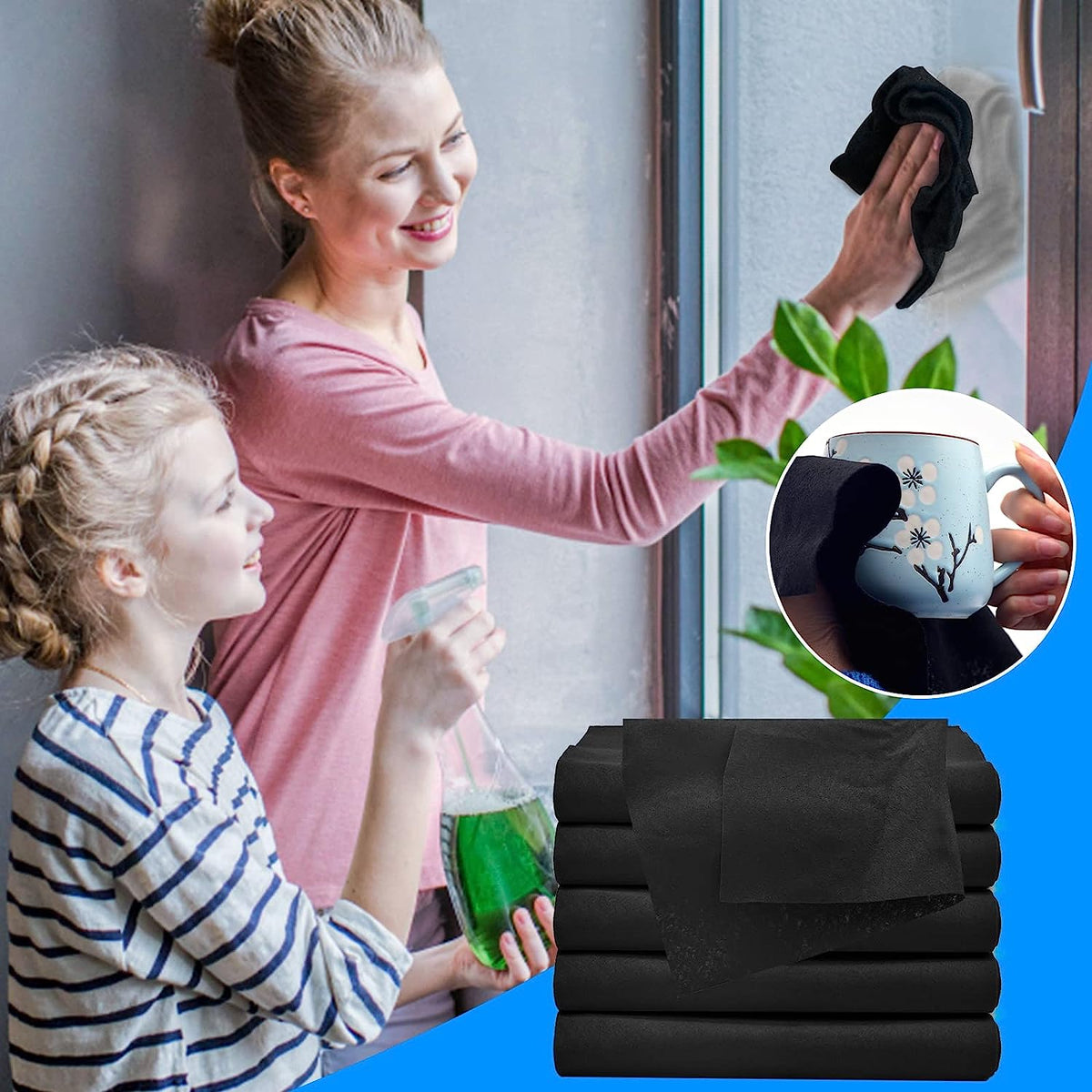 Microfiber Cleaning Cloth Streak-Free Lint-Free Scratch-Safe