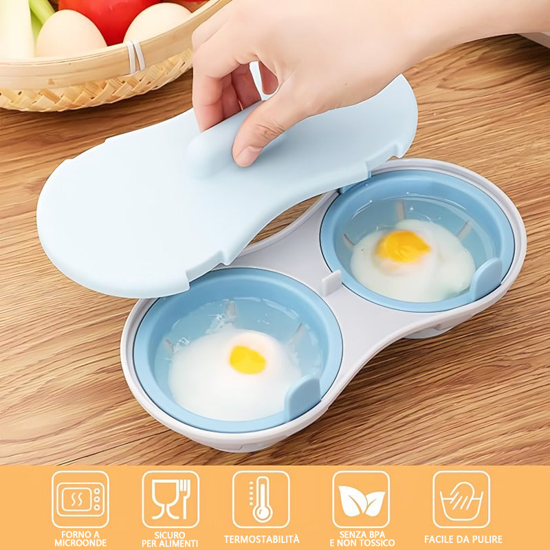Microwave Egg Cooker Two-Layer Removable Drip Tray & Shell Holder