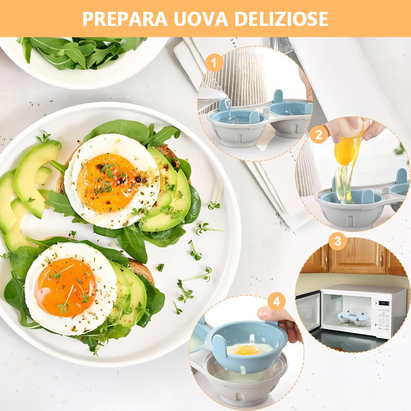 Microwave Egg Cooker Two-Layer Removable Drip Tray & Shell Holder