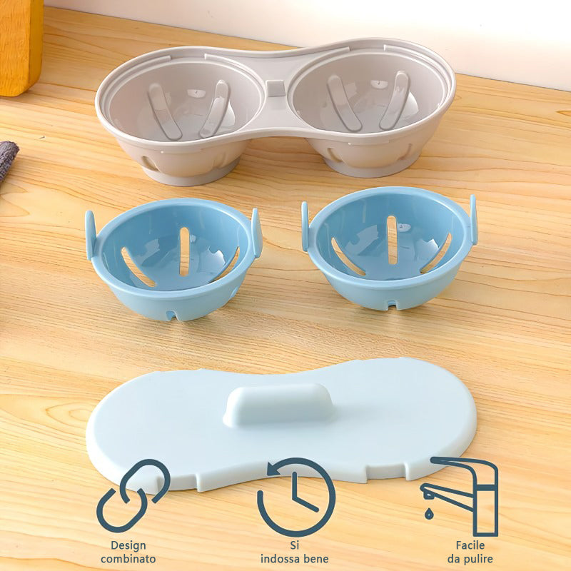 Microwave Egg Cooker Two-Layer Removable Drip Tray & Shell Holder