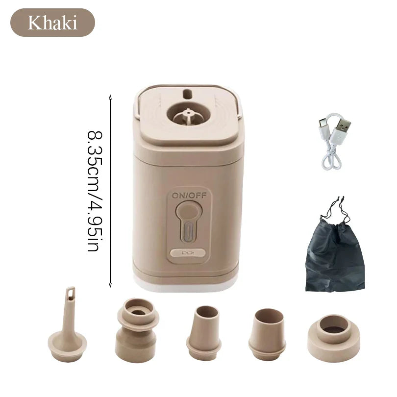 Mini Air Pump USB-C Rechargeable Portable 5 Nozzles