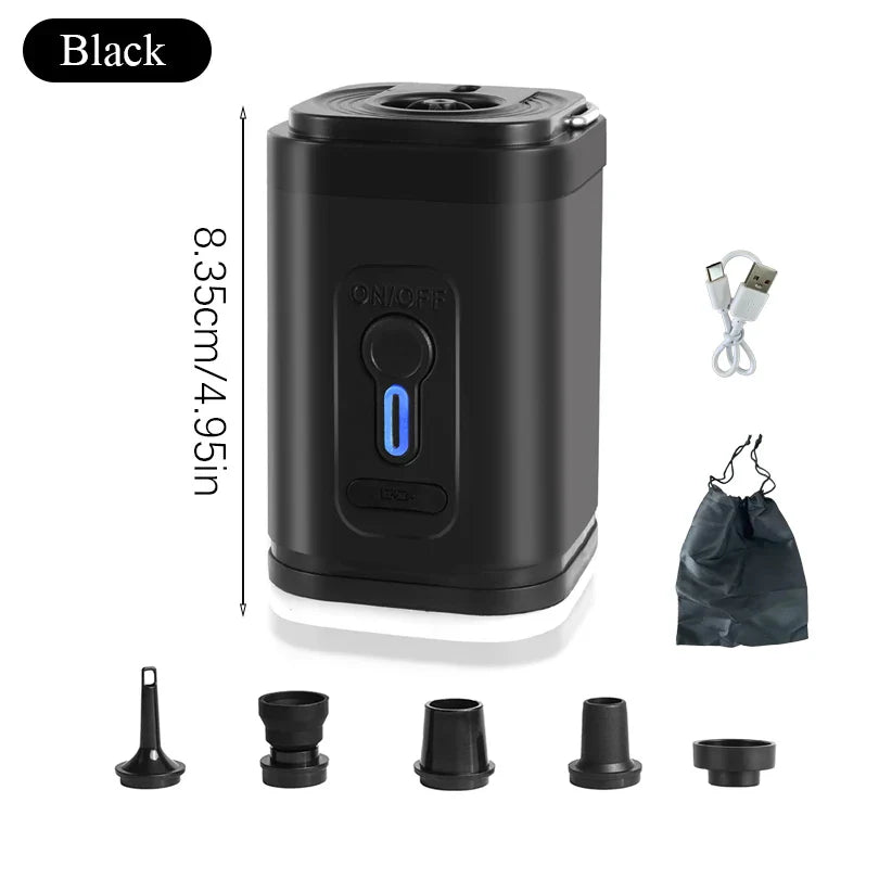 Mini Air Pump USB-C Rechargeable Portable 5 Nozzles