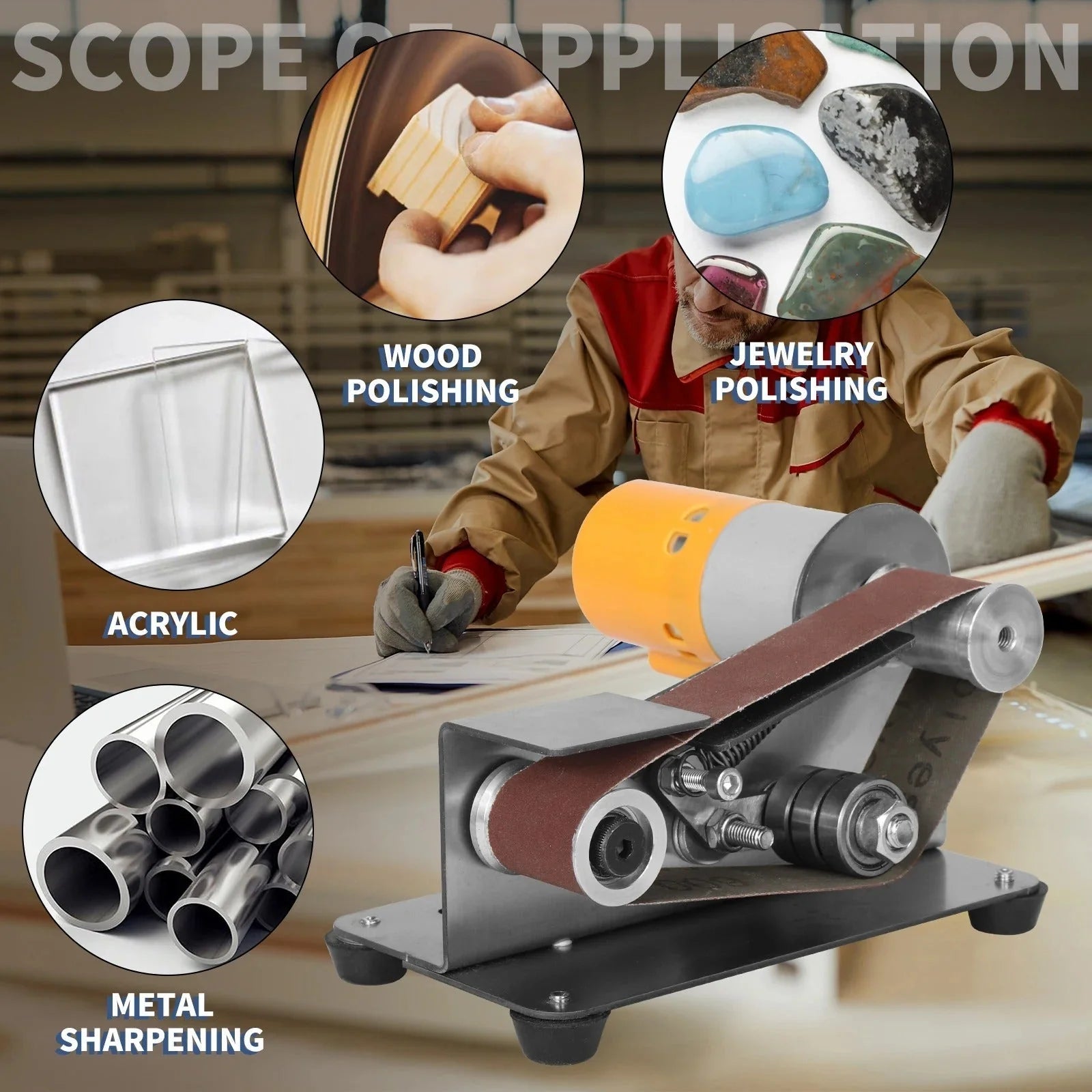 Mini Belt Sander Adjustable Speed Stainless Steel