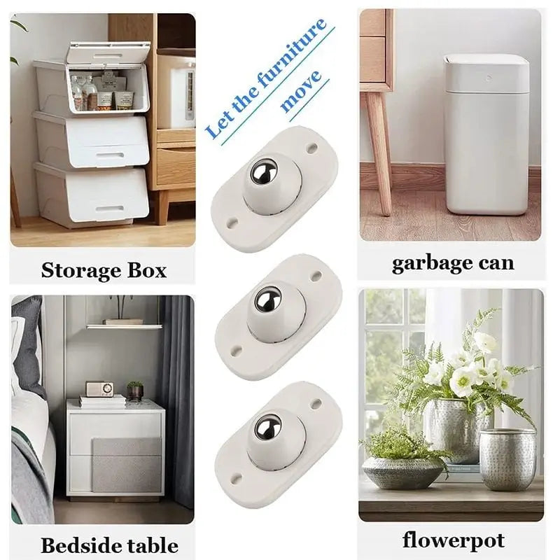 Mini Casters Self-Adhesive 360° Swivel Set of 8