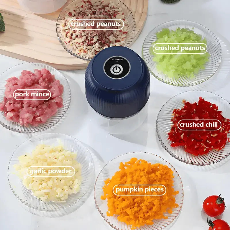 Mini Chopper Stainless Steel Blades USB Rechargeable