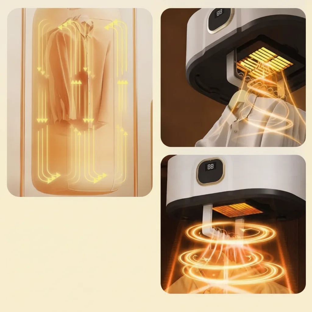 Mini Clothes Dryer Foldable 360° Hot Air Quiet Timer