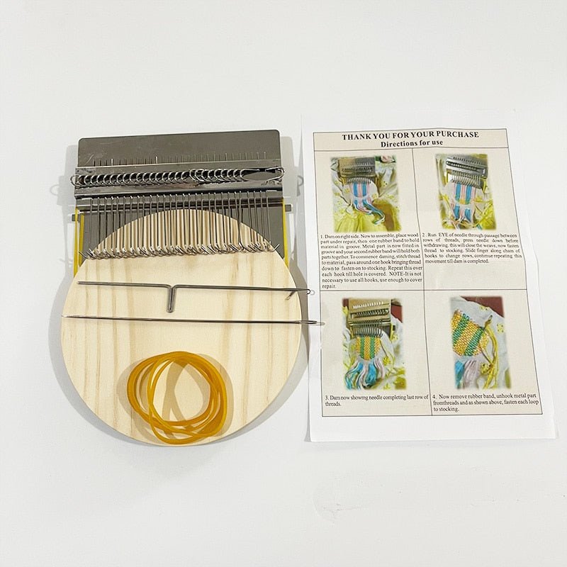 Mini Darning Loom Metal Hooks & Wooden Board