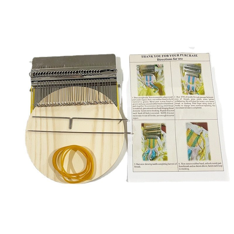 Mini Darning Loom Metal Hooks & Wooden Board