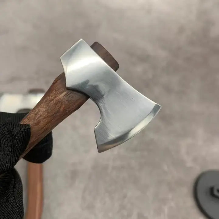 Mini Decorative Axe Polished Metal Head Wooden Handle