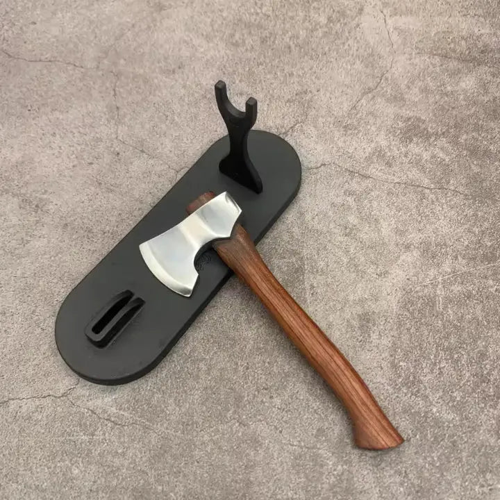 Mini Decorative Axe Polished Metal Head Wooden Handle