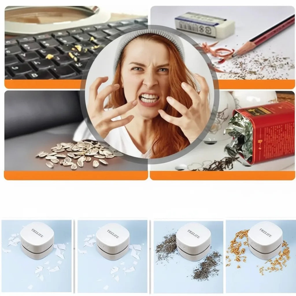 Mini Desk Vacuum 360° Suction Cordless & Quiet