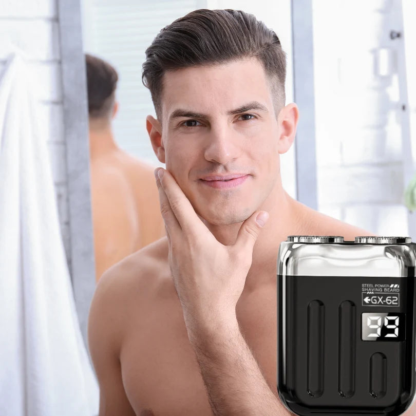Mini Electric Shaver Dual Rotating Heads USB Rechargeable