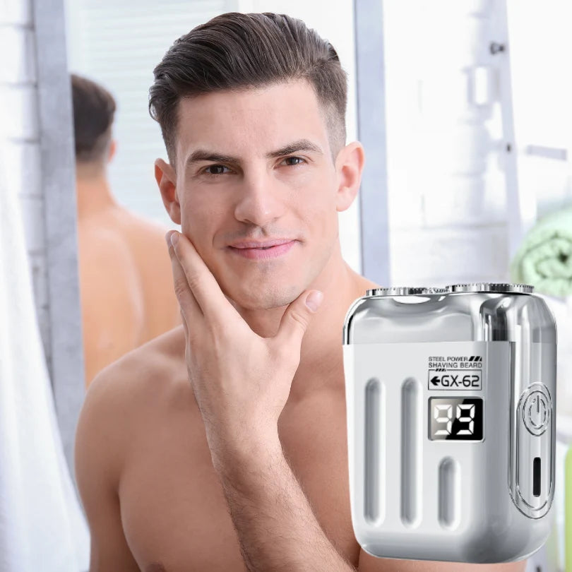 Mini Electric Shaver Dual Rotating Heads USB Rechargeable