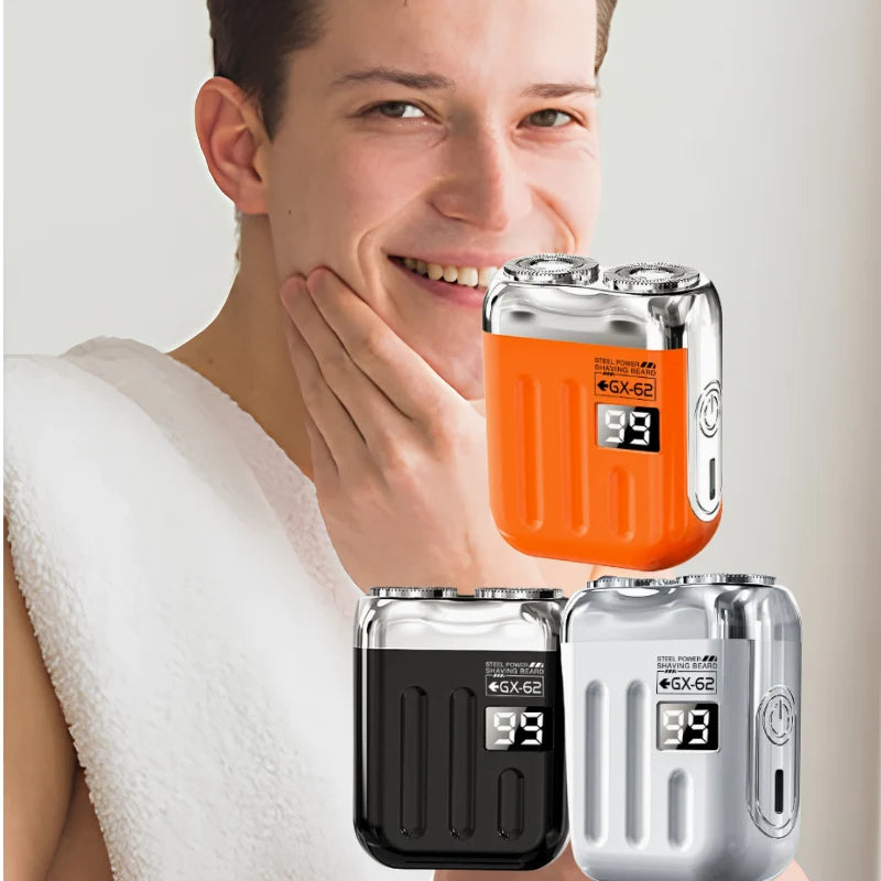 Mini Electric Shaver Dual Rotating Heads USB Rechargeable