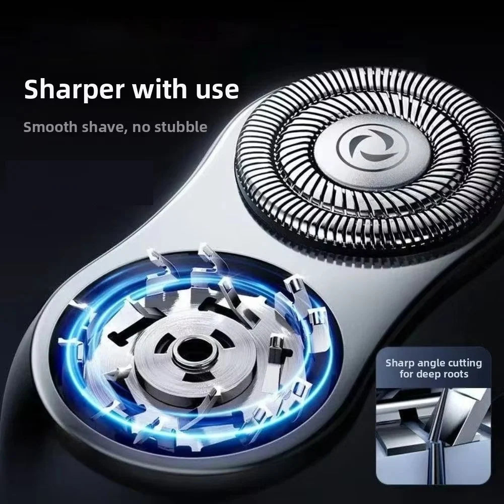Mini Electric Shaver Dual Rotating Heads USB Rechargeable