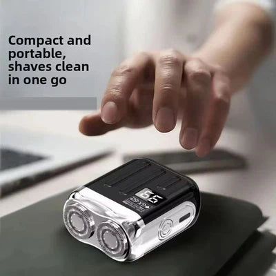 Mini Electric Shaver Dual Rotating Heads USB Rechargeable