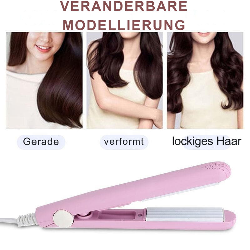 Mini Hair Straightener & Curler Ceramic Plates Travel Ready
