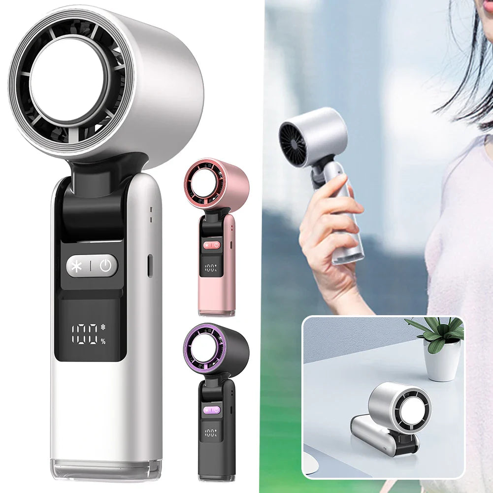 Mini Handheld Fan 100 Adjustable Speeds Foldable USB-C Rechargeable