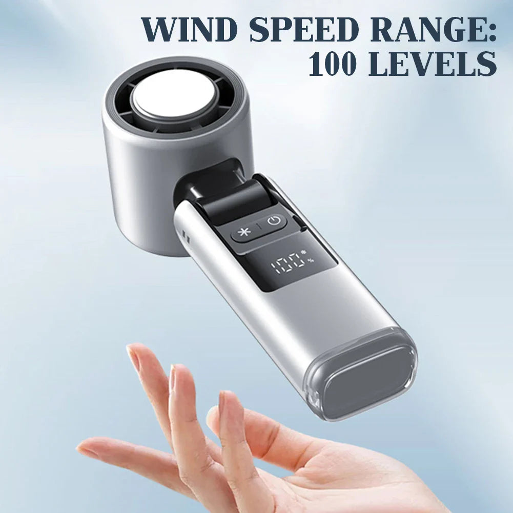 Mini Handheld Fan 100 Adjustable Speeds Foldable USB-C Rechargeable