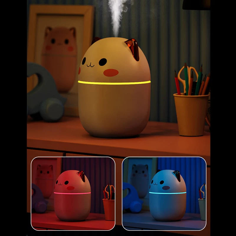 Mini Humidifier Cat-Shaped Color-Changing Night Light USB-Powered