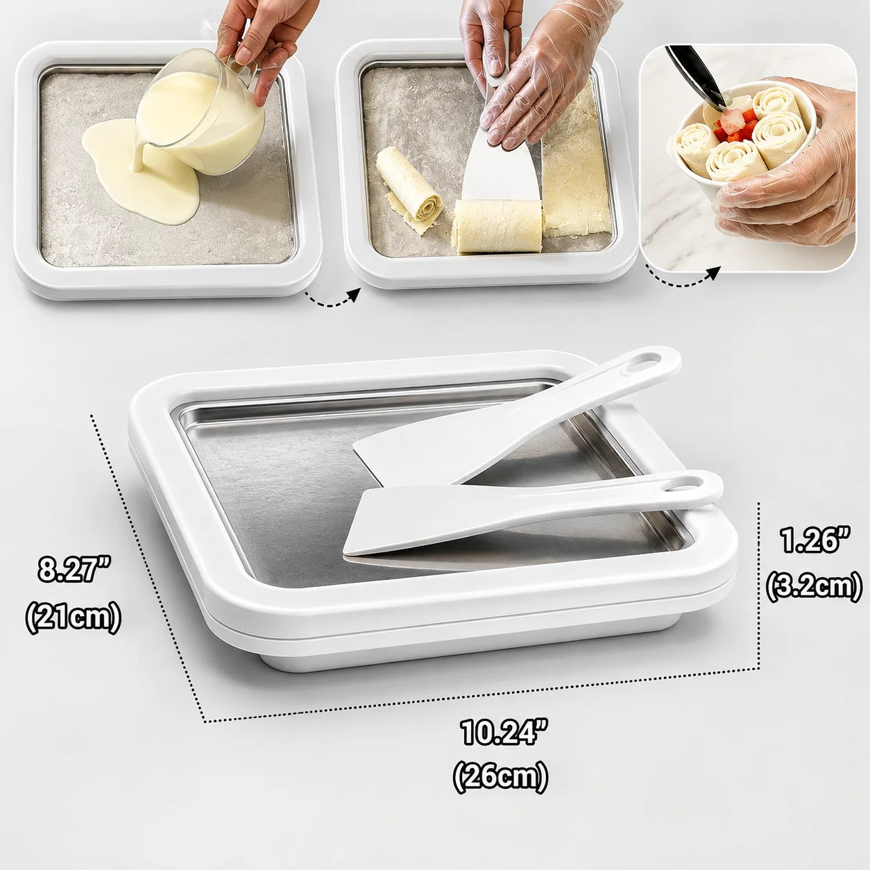 Mini Ice Cream Roll Plate No Electricity Stainless Steel