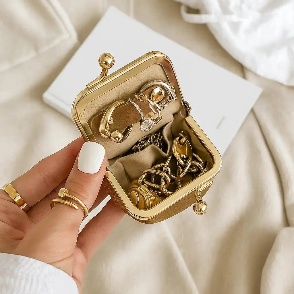 Mini Jewelry Box Faux Leather & Velvet Lined