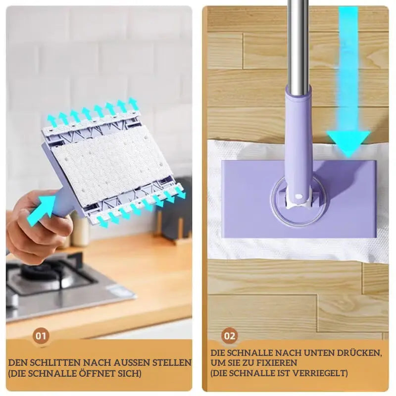 Mini Mop Hands-Free Cloth-Changing 360 Degree Includes 100 Cloths