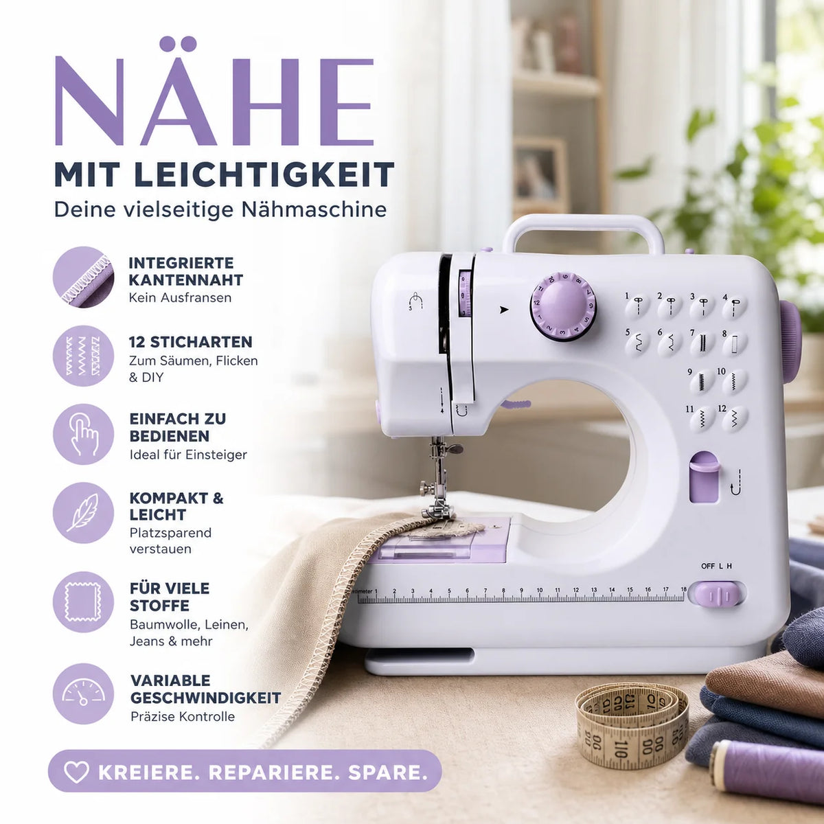 Mini Sewing Machine Compact & Durable 12 Stitches