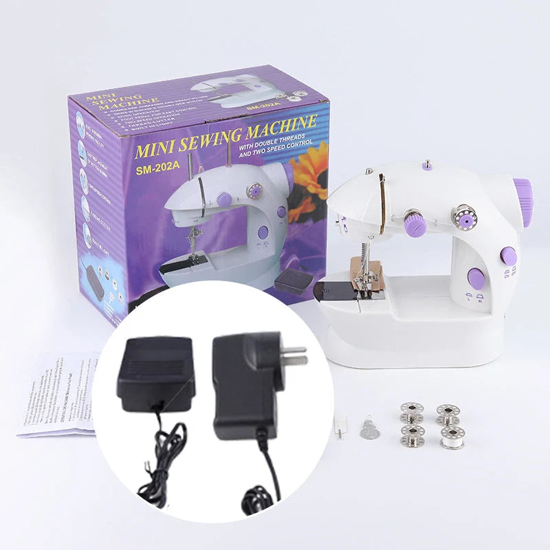 Mini Sewing Machine Double-Thread & Two-Speed Built-In Work Light