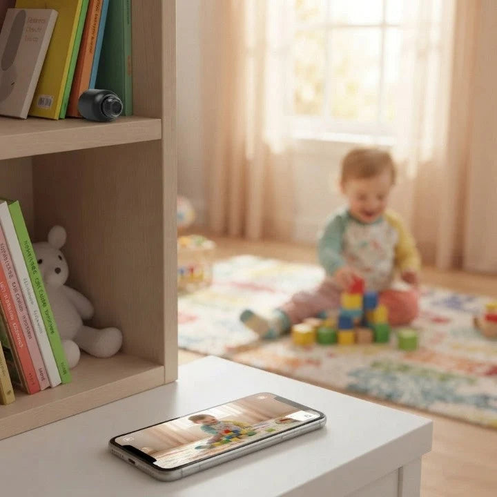 Mini Surveillance Camera 4K 360 Wide-Angle MicroSD Storage