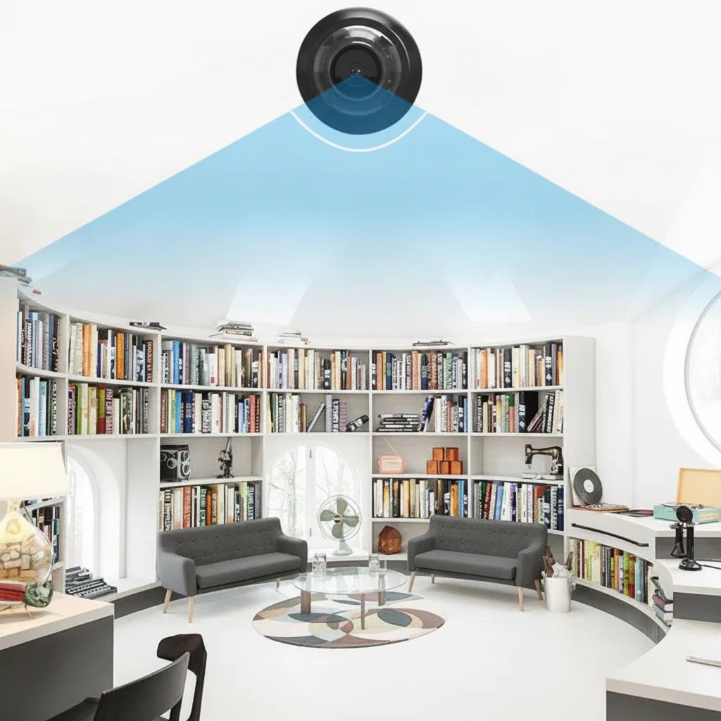 Mini Surveillance Camera 4K 360 Wide-Angle MicroSD Storage