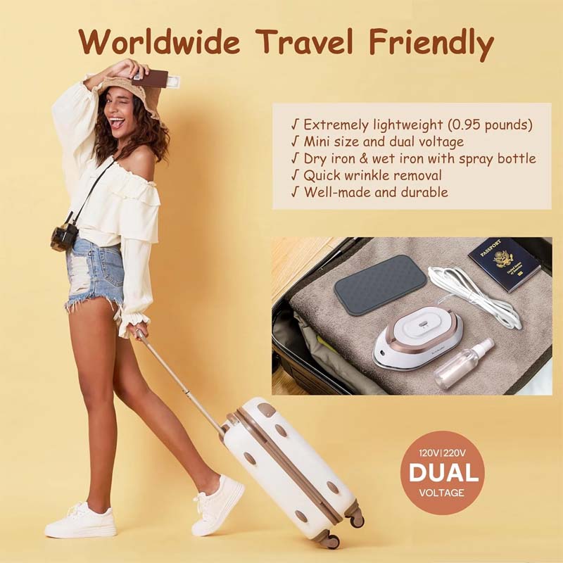 Mini Travel Iron Dual Voltage Ceramic Diamond Soleplate