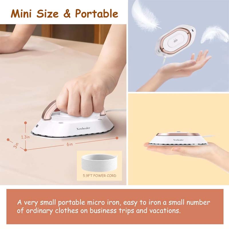 Mini Travel Iron Dual Voltage Ceramic Diamond Soleplate