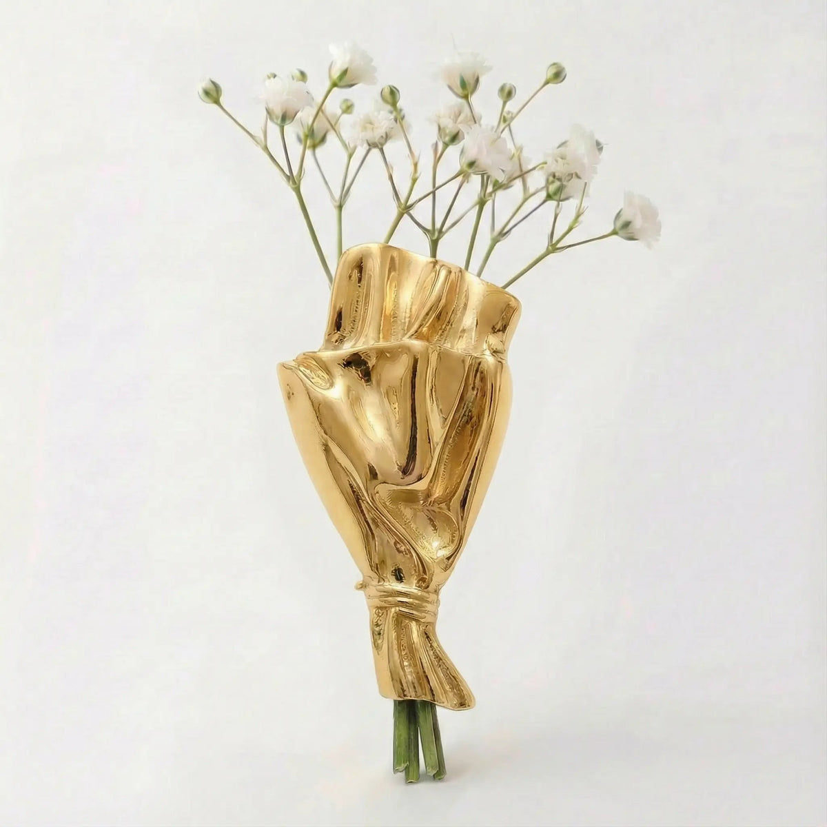 Mini Vase Brooch Sculptural Metal Real Flower Holder