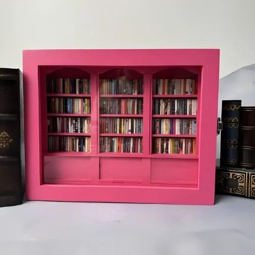 Miniature Bookshelf Handcrafted 200 Mini Books Pocket-Sized Desk Decor
