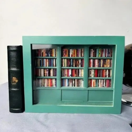 Miniature Bookshelf Handcrafted 200 Mini Books Pocket-Sized Desk Decor