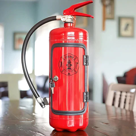Minibar Handcrafted Converted Fire Extinguisher With Wood Interior