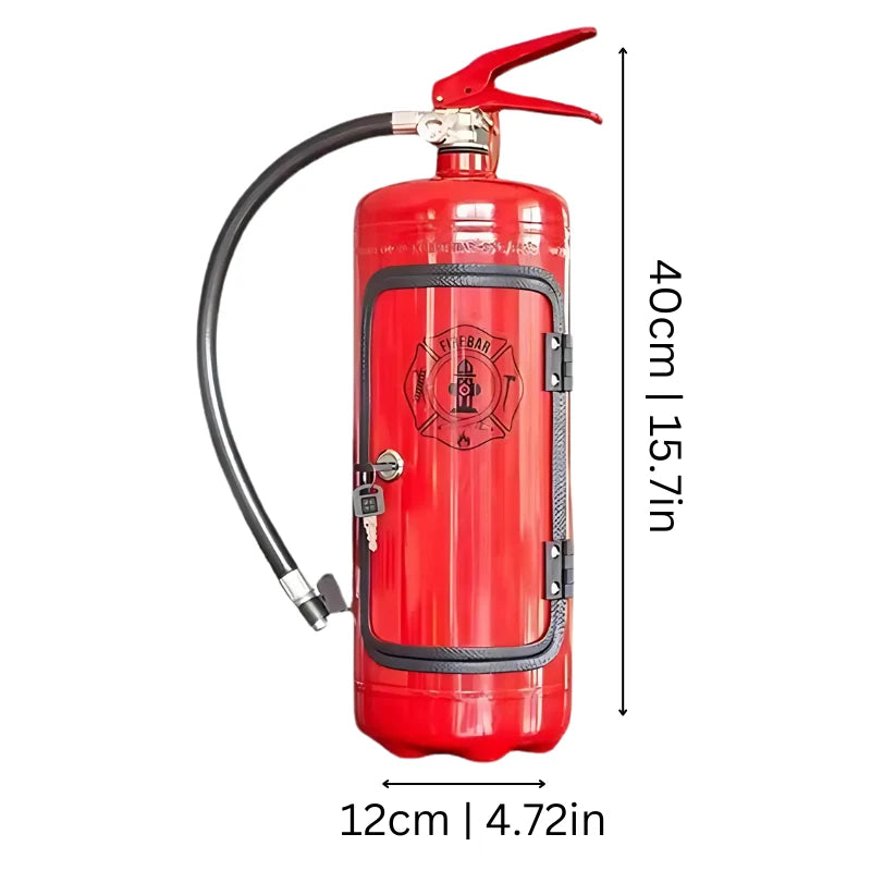 Minibar Handcrafted Converted Fire Extinguisher With Wood Interior