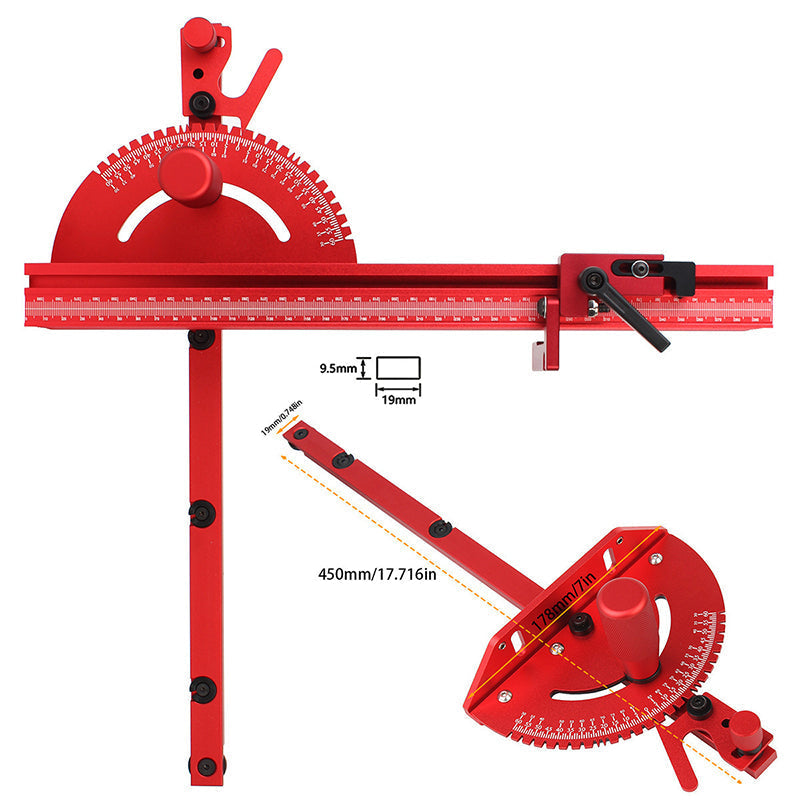 Miter Gauge Anodized Aluminum 0°–60° Non-Slip Rail
