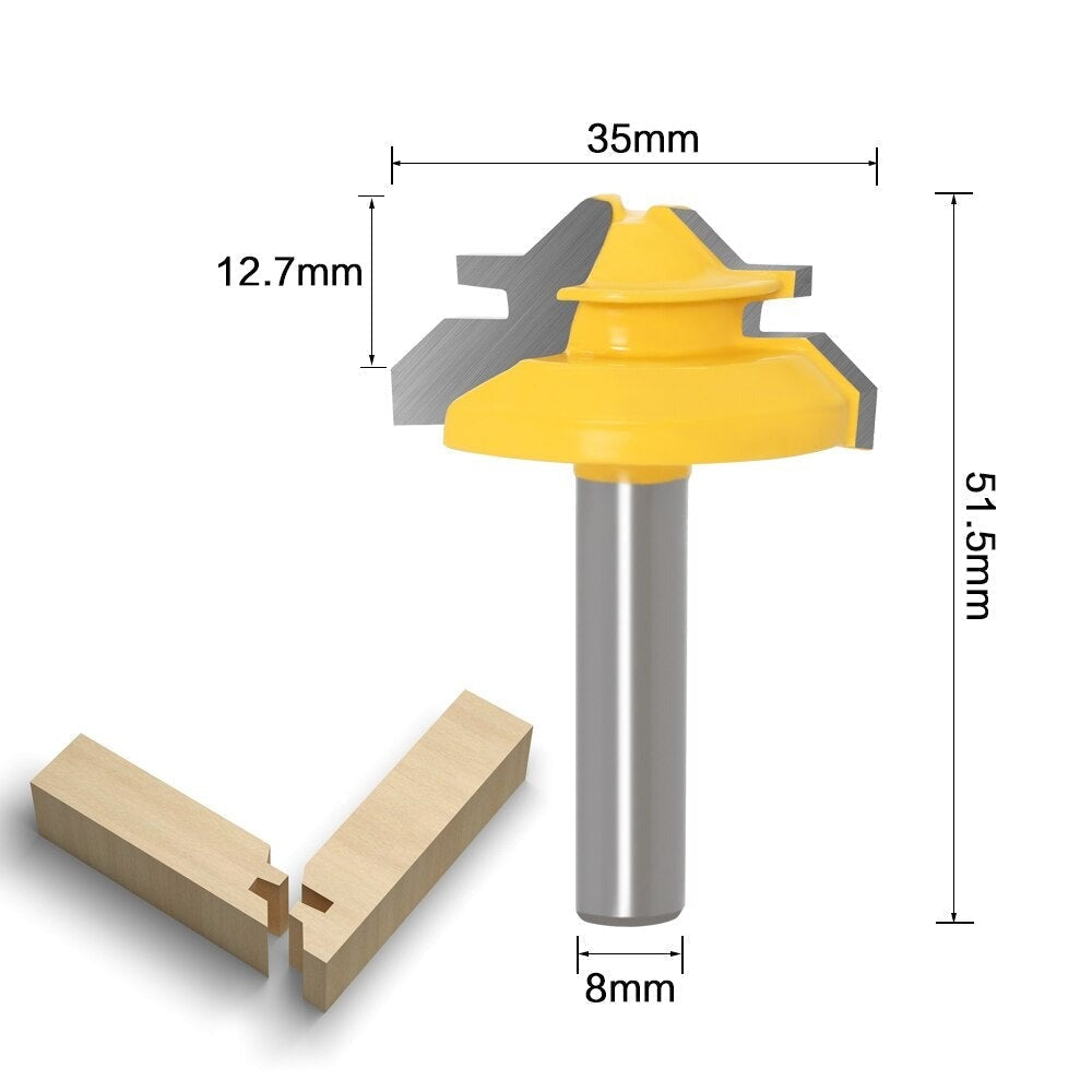 Miter Router Bit 45-Degree Carbide & Teflon Coated