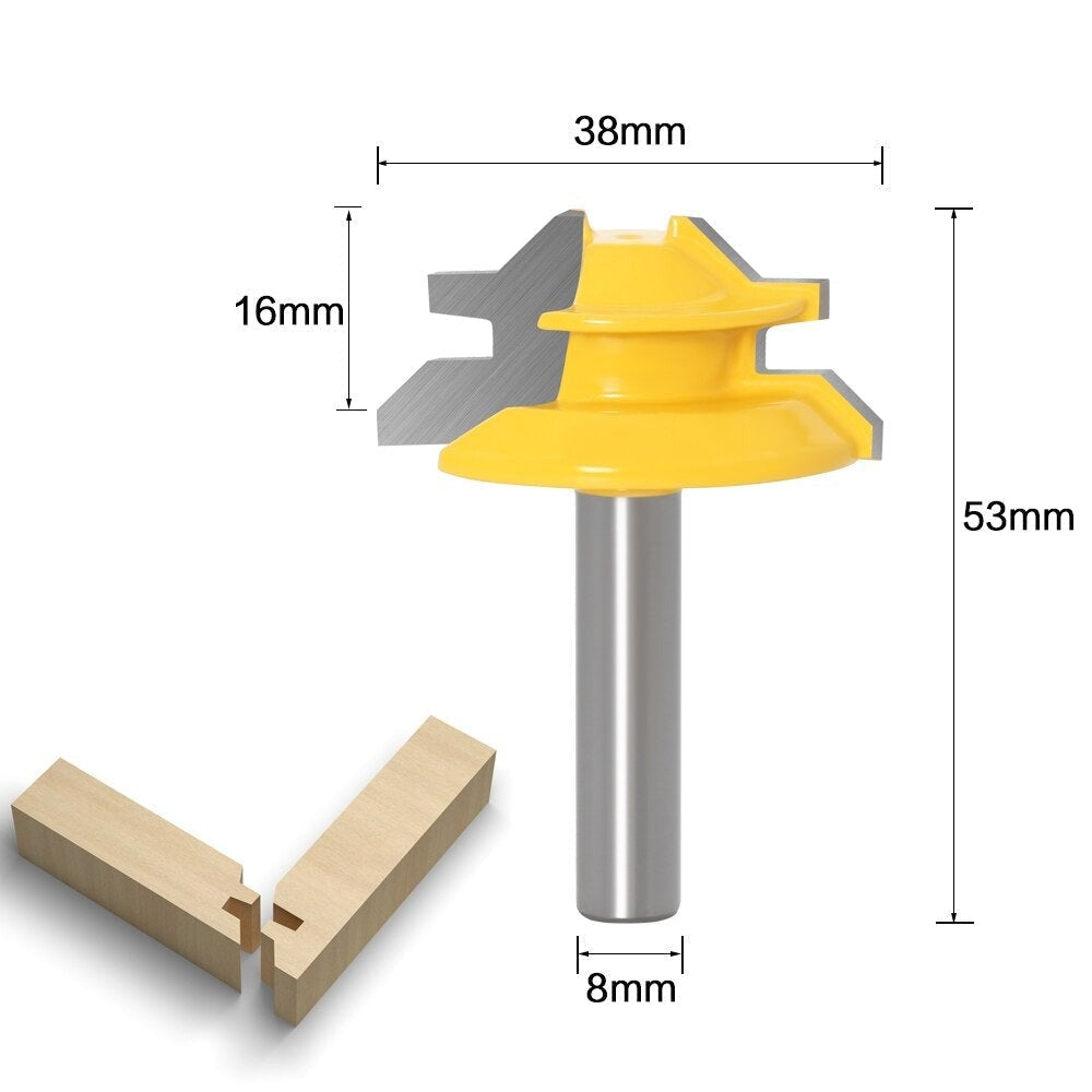 Miter Router Bit 45-Degree Carbide & Teflon Coated