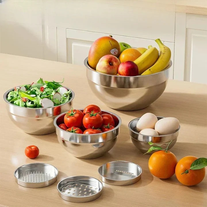 Mixing Bowl Set Stainless Steel Airtight Lids & Graters