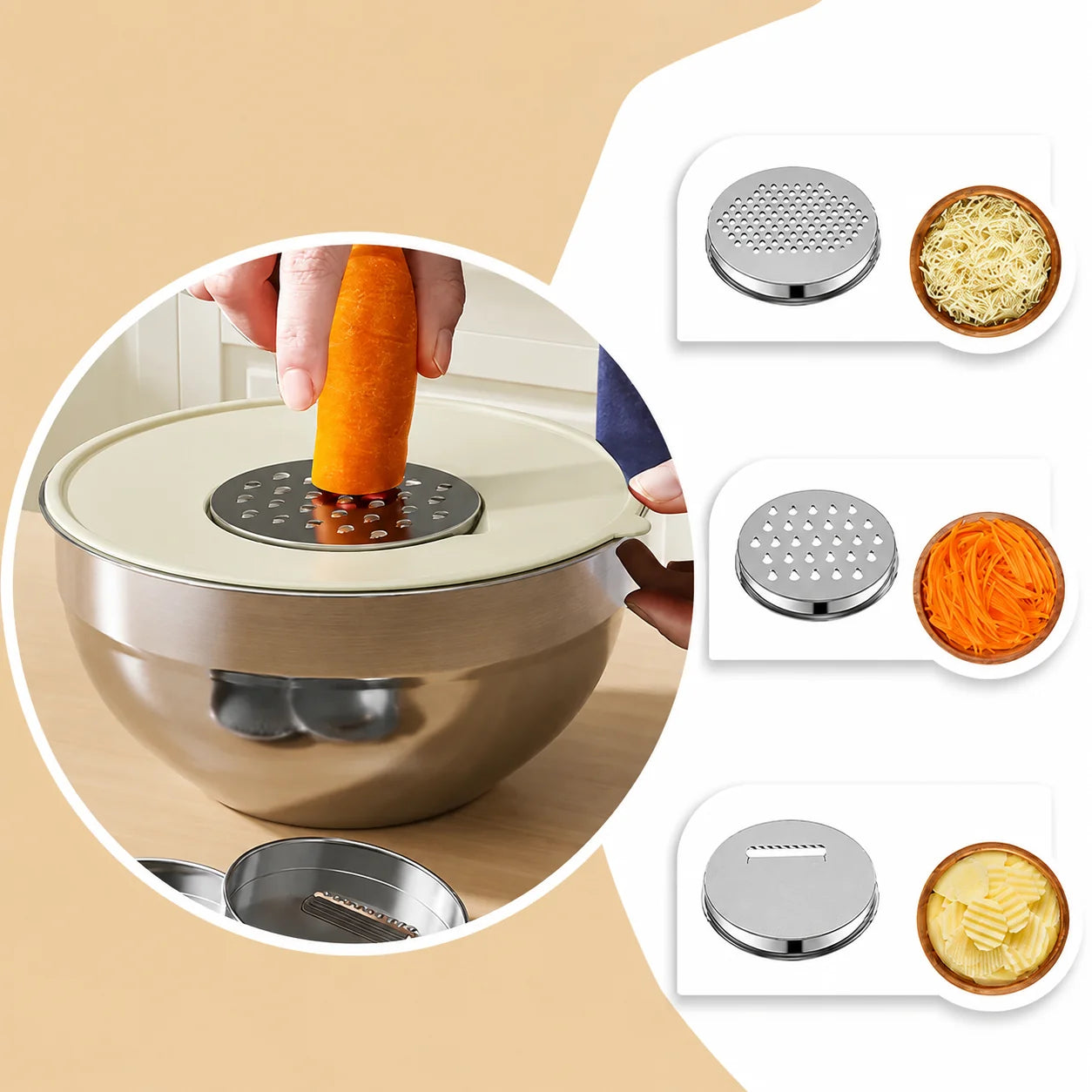 Mixing Bowl Set Stainless Steel Airtight Lids & Graters