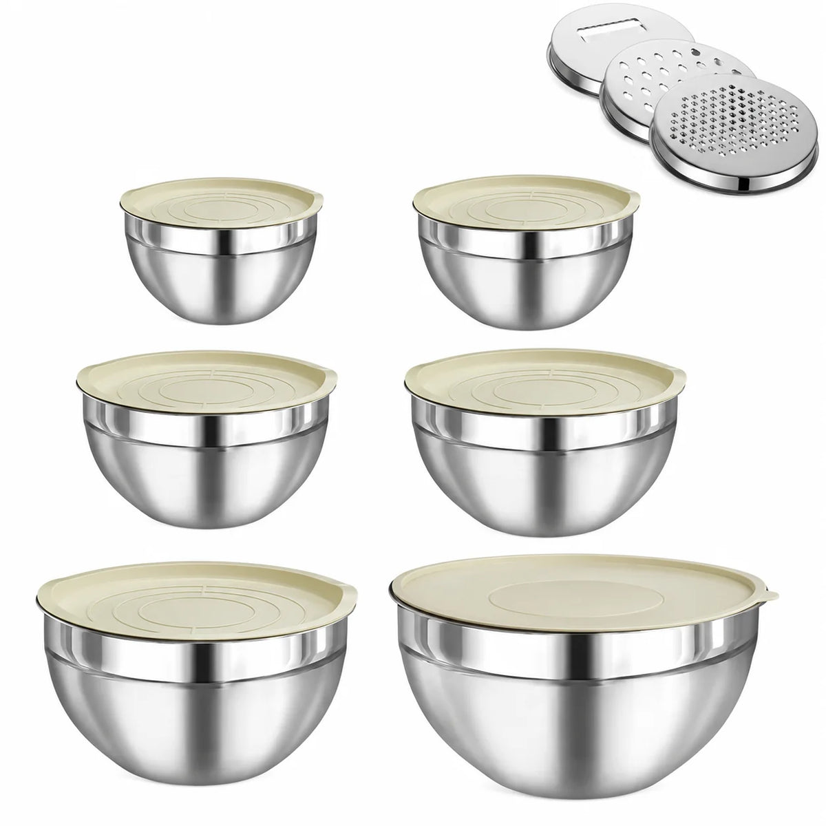 Mixing Bowl Set Stainless Steel Airtight Lids & Graters