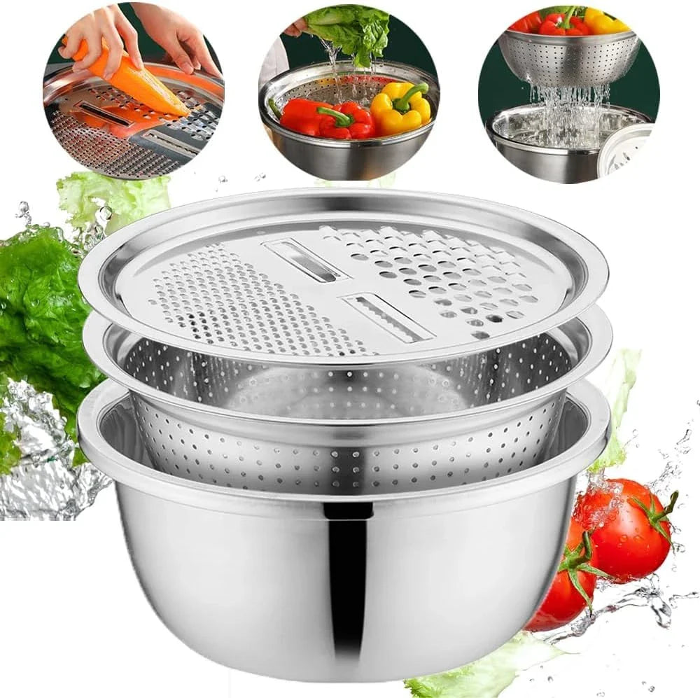 Mixing Bowl Set Stainless Steel Grater & Colander