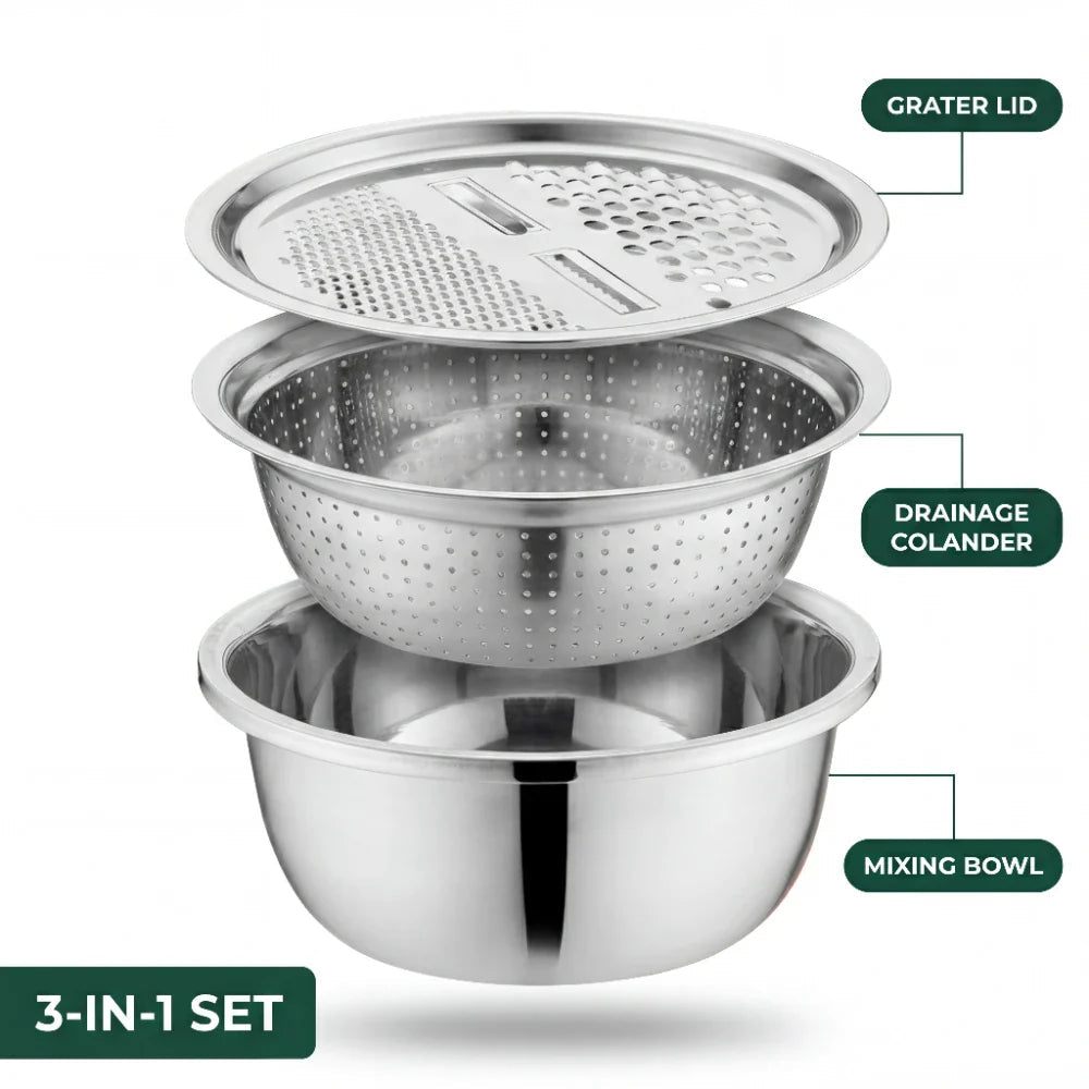 Mixing Bowl Set Stainless Steel Grater & Colander