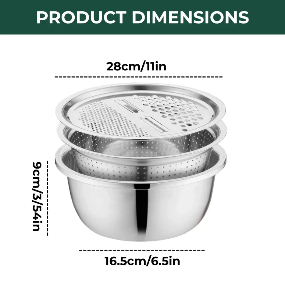 Mixing Bowl Set Stainless Steel Grater & Colander