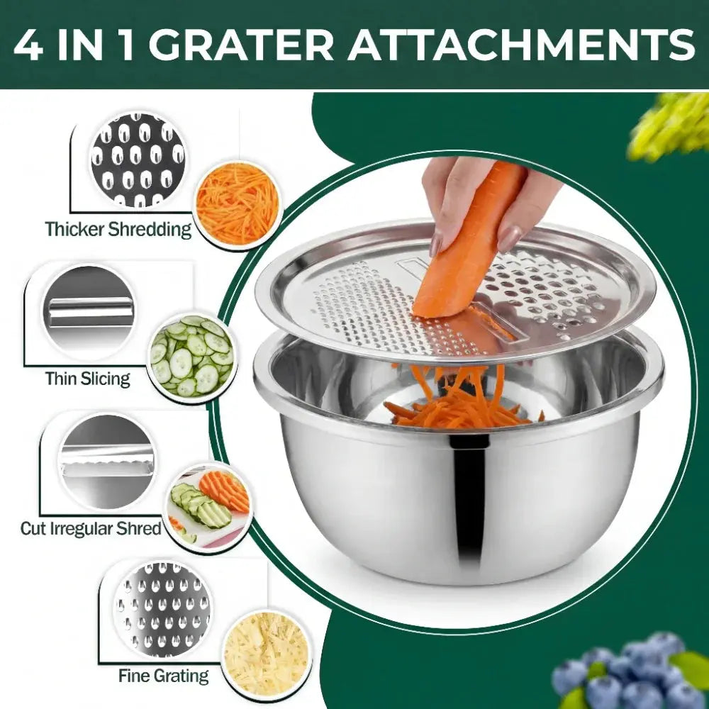Mixing Bowl Set Stainless Steel Grater & Sieve