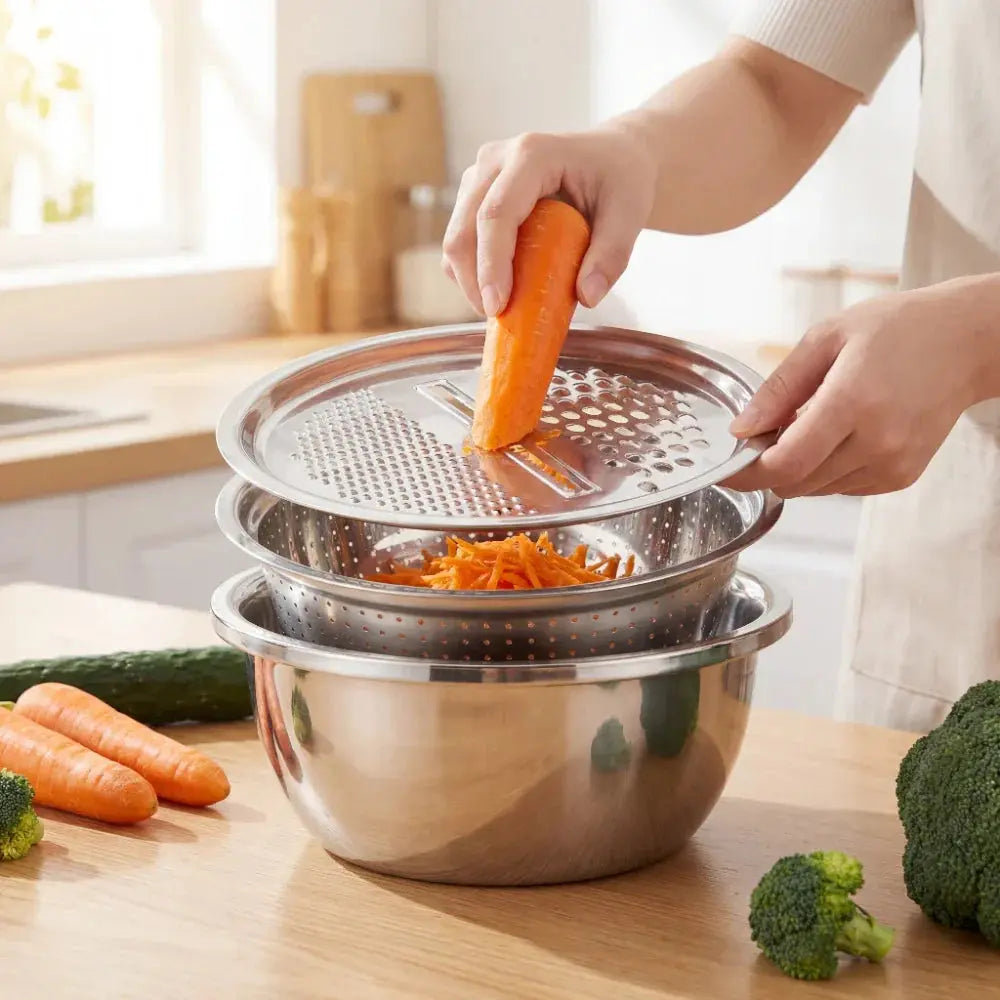 Mixing Bowl Set Stainless Steel Grater & Sieve
